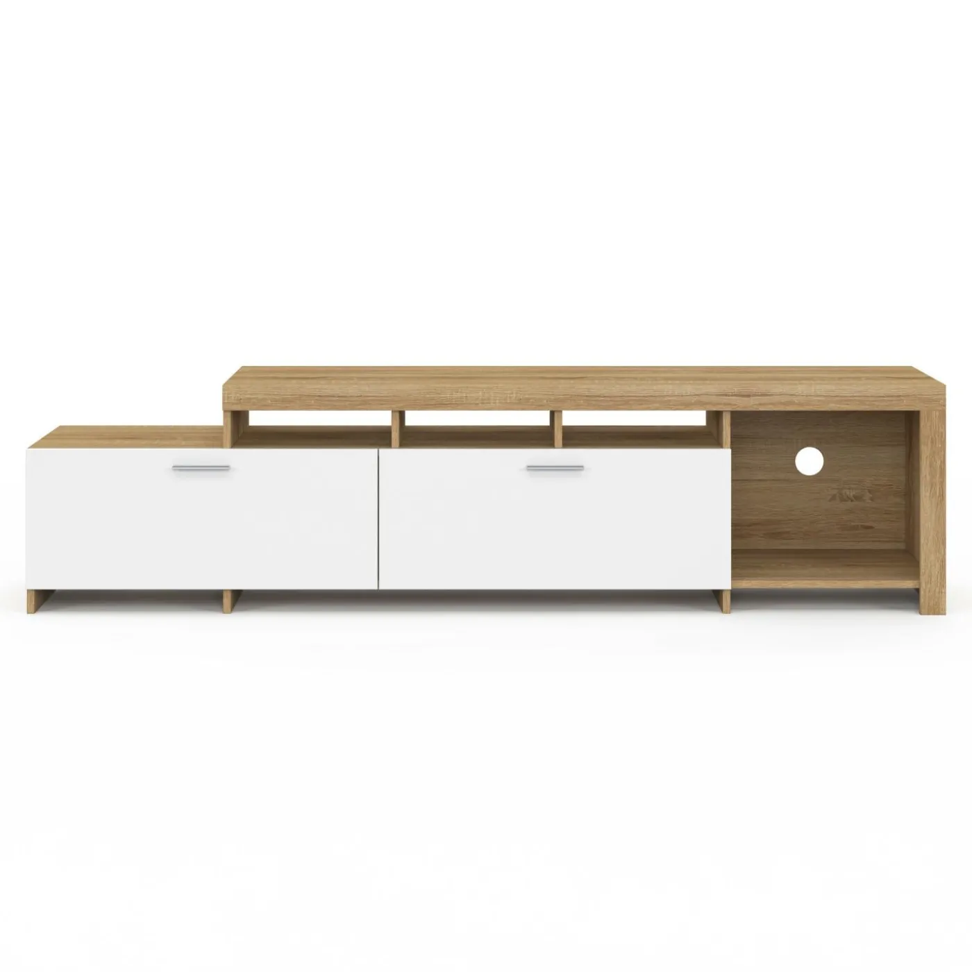 Meuble tv 180 cm bois placards blancs