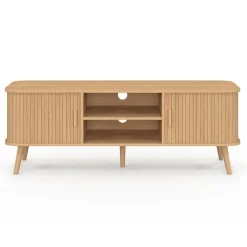 Meuble TV avec portes coulissantes lattes