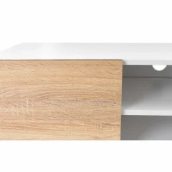 Meuble TV blanc et imitation hêtre