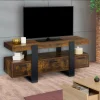 Meuble TV bois effet vieilli et noir avec tiroirs