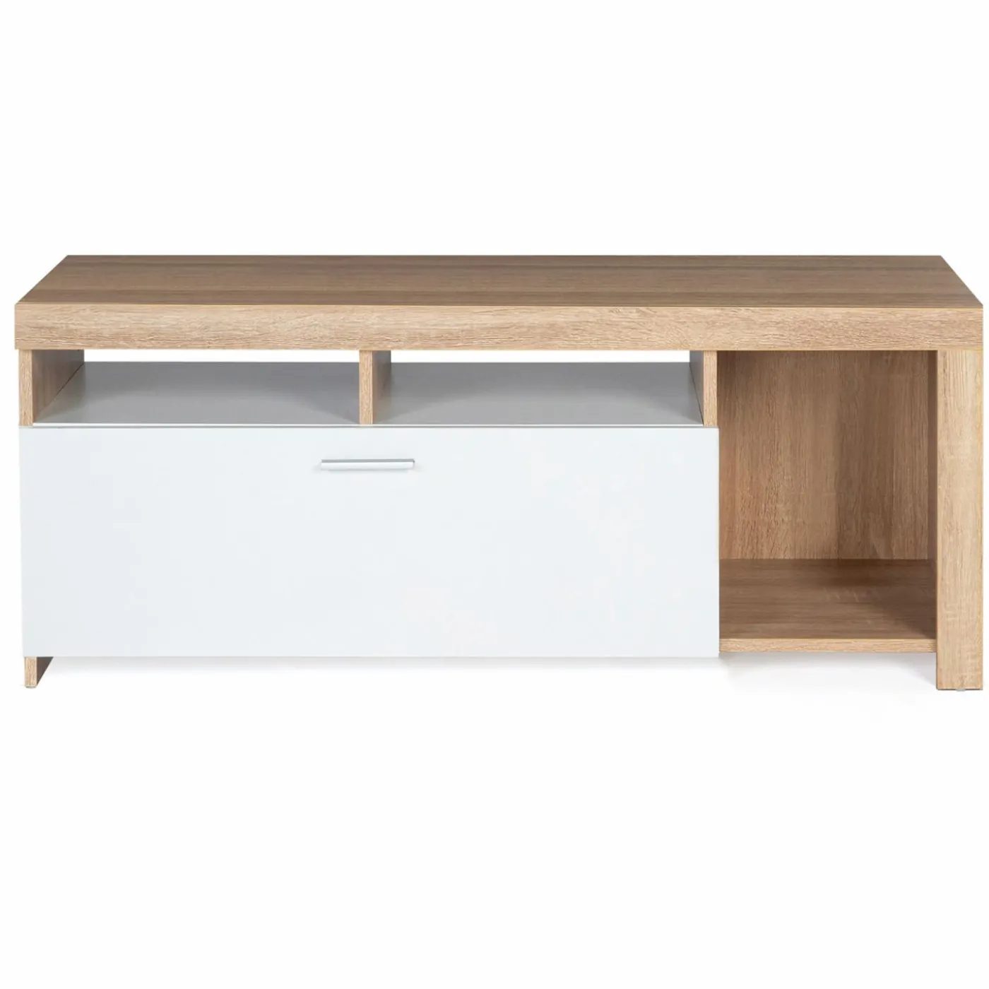 Meuble TV bois et placard blanc moderne