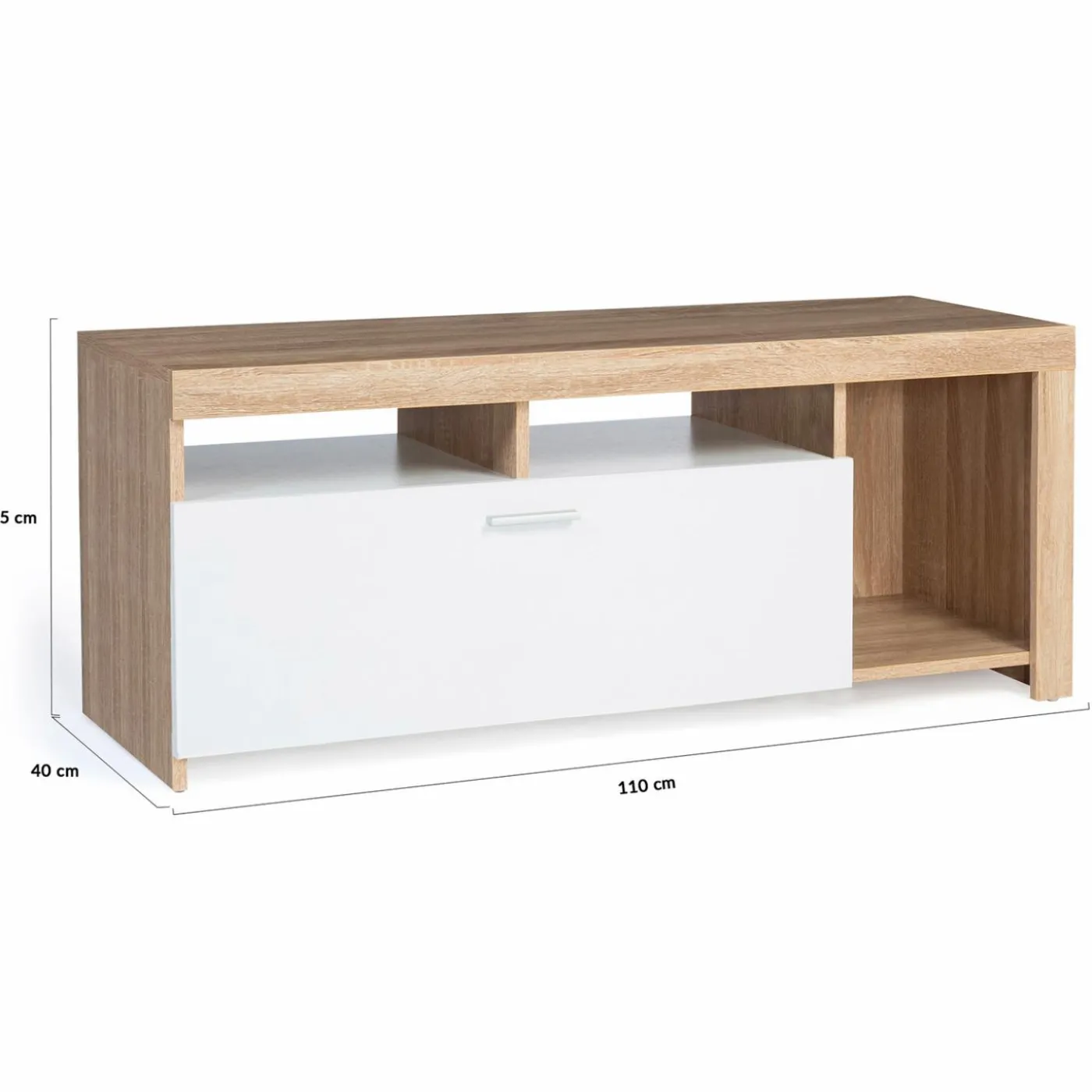 Meuble TV bois et placard blanc moderne