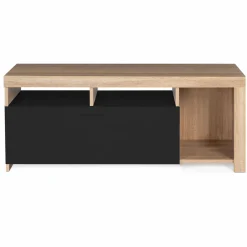Meuble TV bois et placard noir moderne