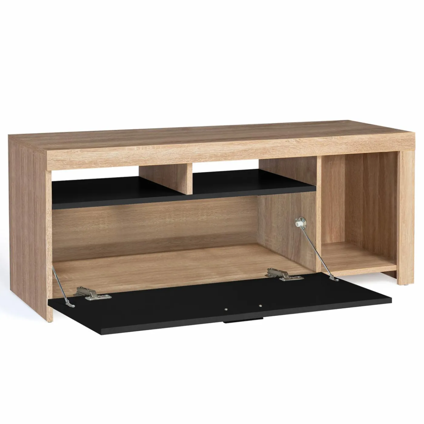 Meuble TV bois et placard noir moderne