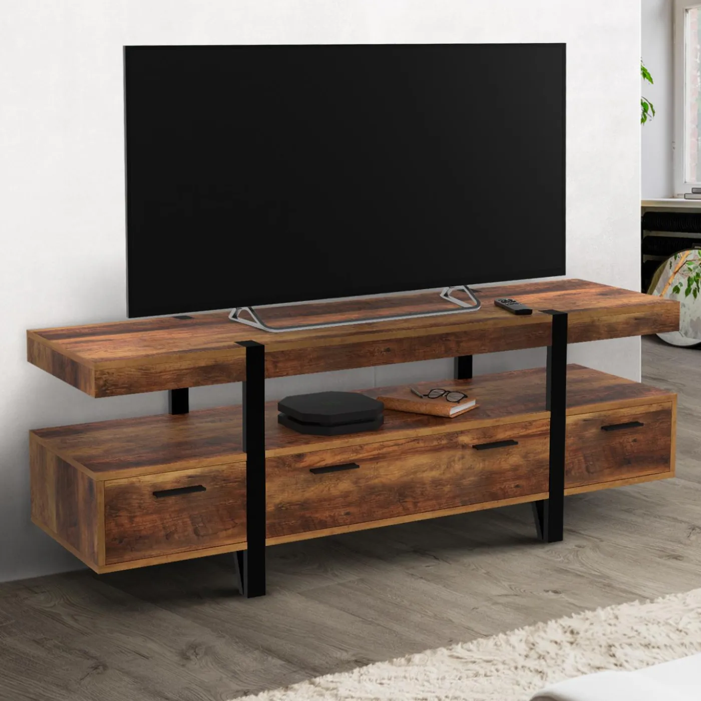 Meuble TV 140cm avec rangements