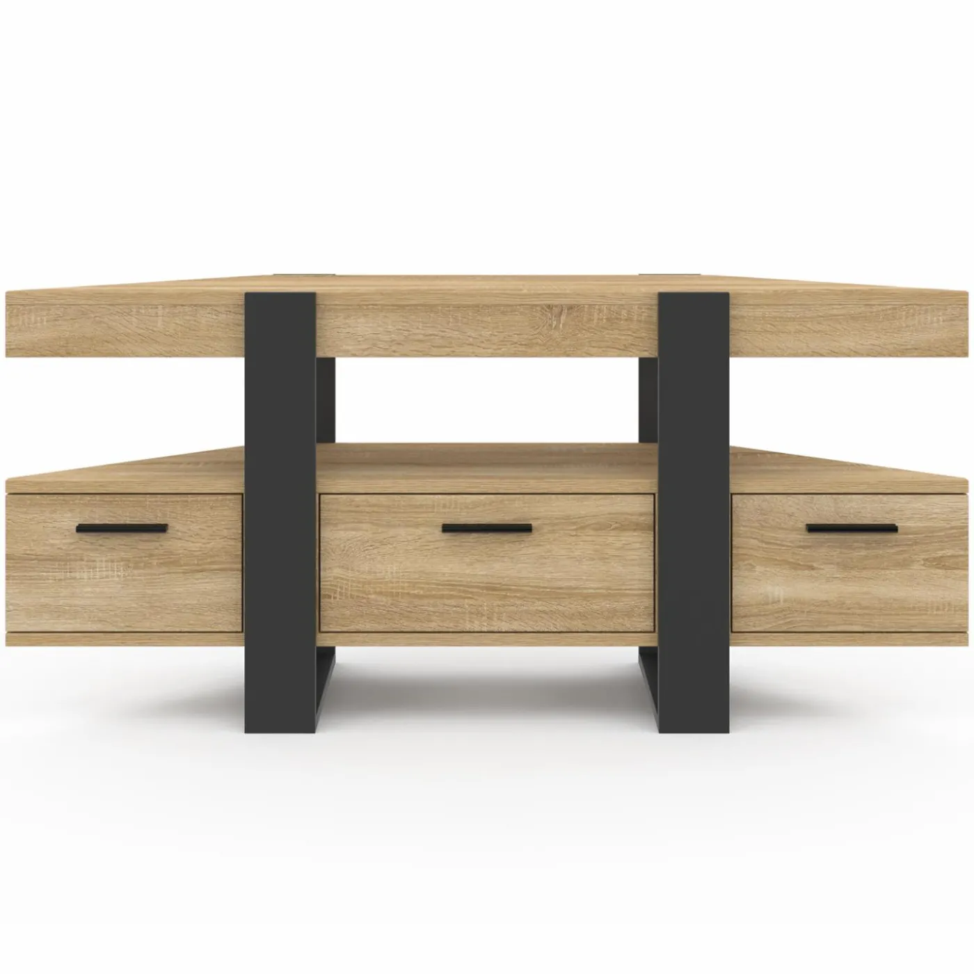 Meuble TV d'angle bois et noir