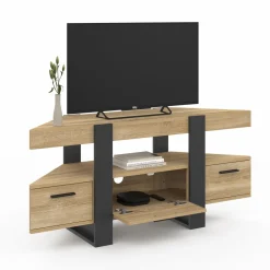 Meuble TV d'angle bois et noir
