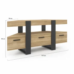 Meuble TV d'angle bois et noir