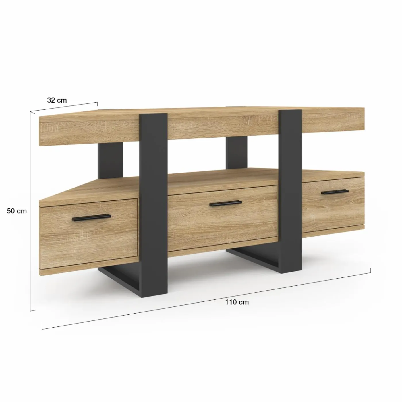 Meuble TV d'angle bois et noir