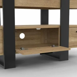 Meuble TV d'angle bois et noir