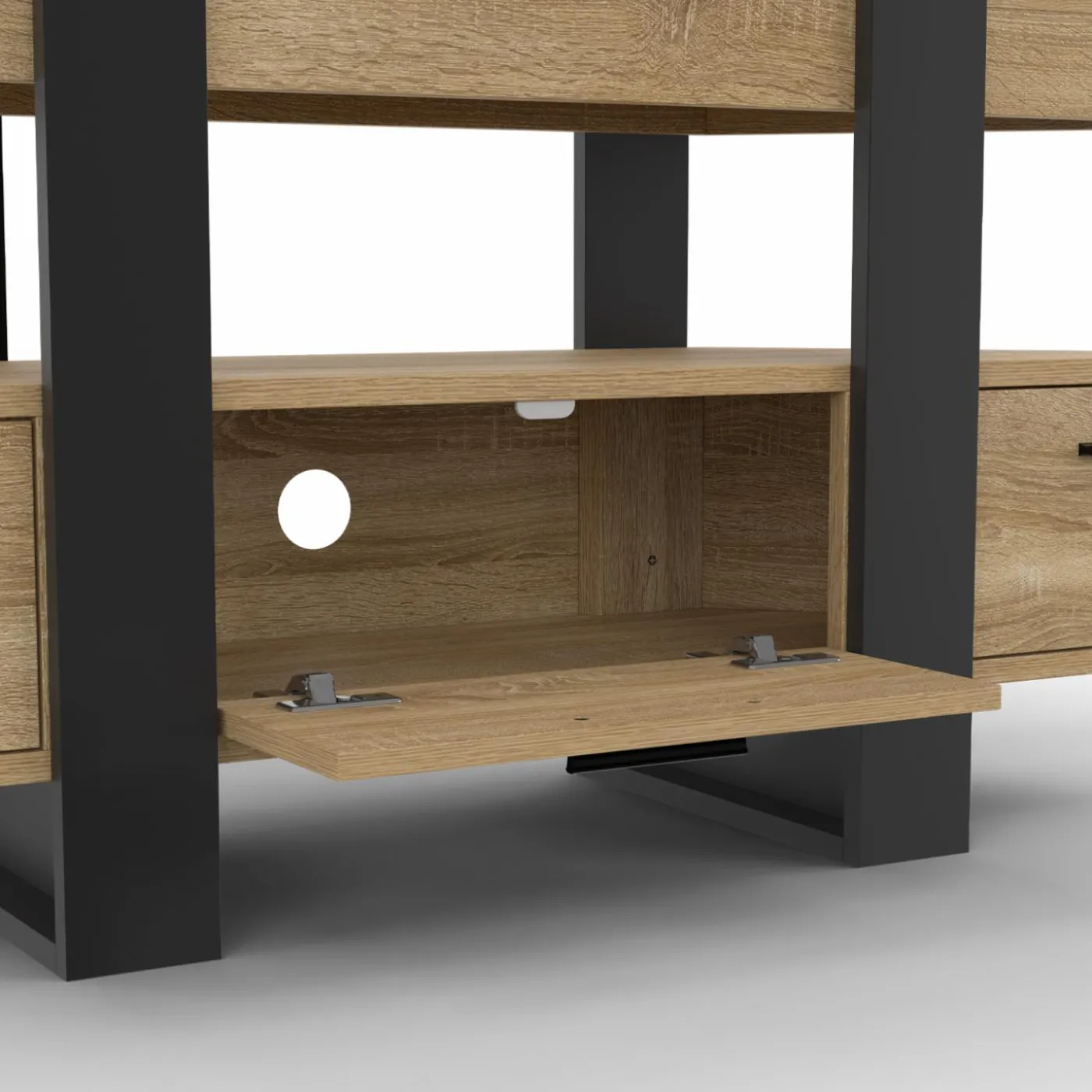 Meuble TV d'angle bois et noir