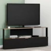 Meuble TV d'angle bois façon hêtre et noir 100 cm