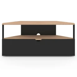 Meuble TV d'angle bois façon hêtre et noir 100 cm