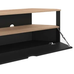 Meuble TV d'angle bois façon hêtre et noir 100 cm