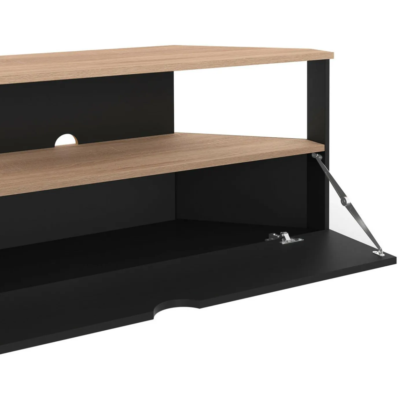 Meuble TV d'angle bois façon hêtre et noir 100 cm