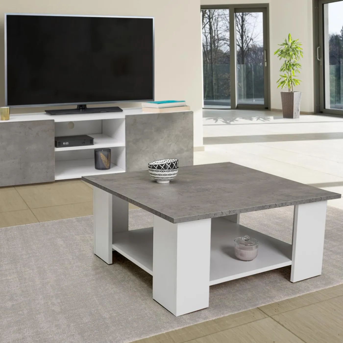 Meuble TV effet béton