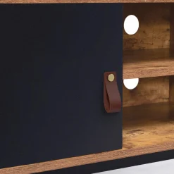 Meuble TV industriel bois métal 2 tiroirs avec placard