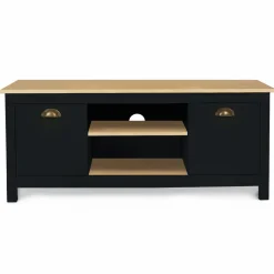 Meuble TV noir 113 cm 2 placards