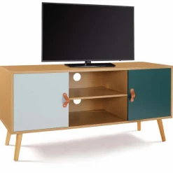 Meuble TV nordique bois et vert