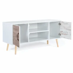 Meuble TV scandinave blanc 2 portes