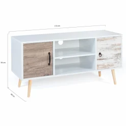 Meuble TV scandinave blanc 2 portes