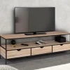 Meuble TV style industriel 3 tiroirs 160 cm
