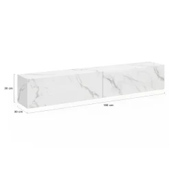 Meuble TV suspendu 2 portes bois effet marbre 180 cm