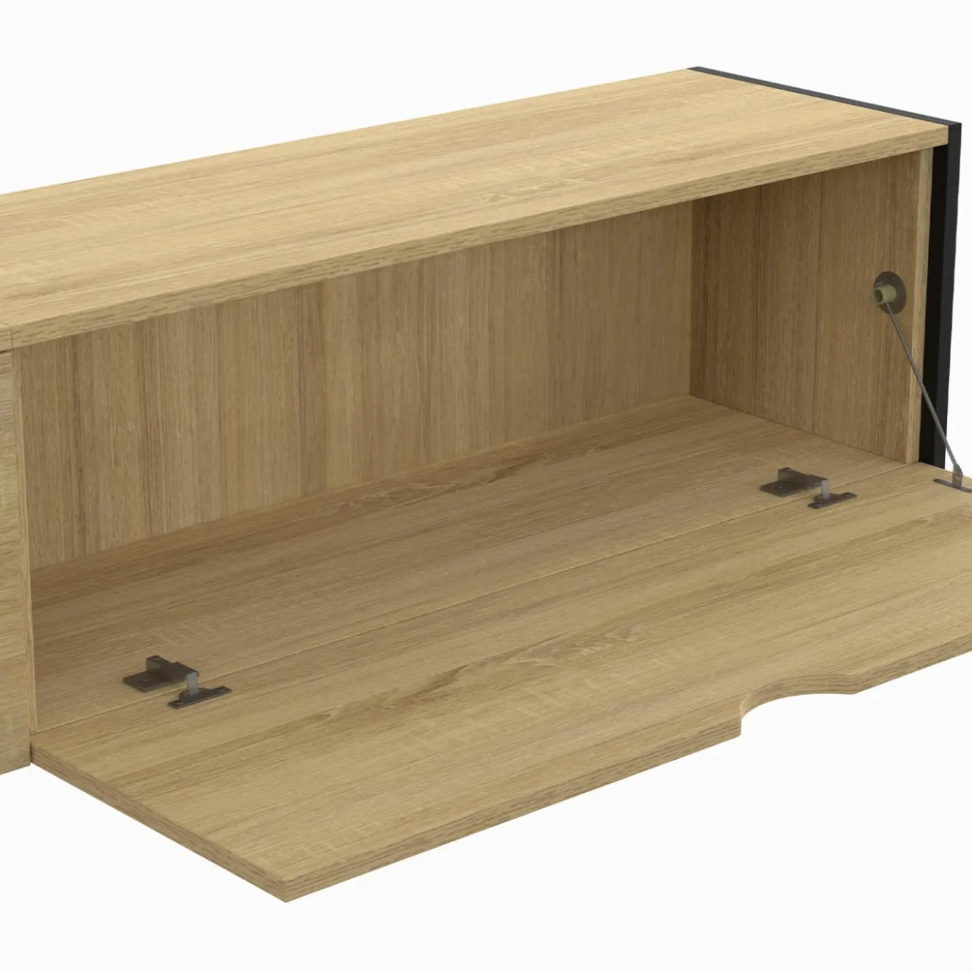 Meuble TV suspendu industriel 180 cm avec 2 portes