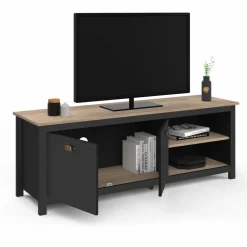 Meuble TV vintage bois et noir