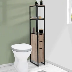 Meuble WC 3 portes DETROIT design industriel avec étagères