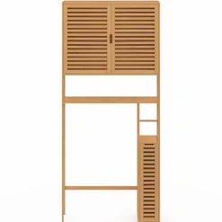 Meuble WC en bambou avec 1 placard double et 1 étagère