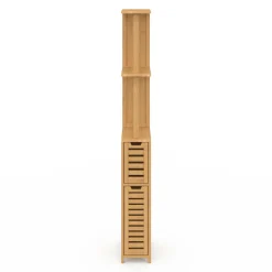 Meuble WC en bambou avec 2 portes et étagères