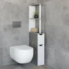 Meuble WC gain de place en bois blanc et effet béton