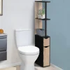 Meuble WC étagère avec 2 portes noir et bois