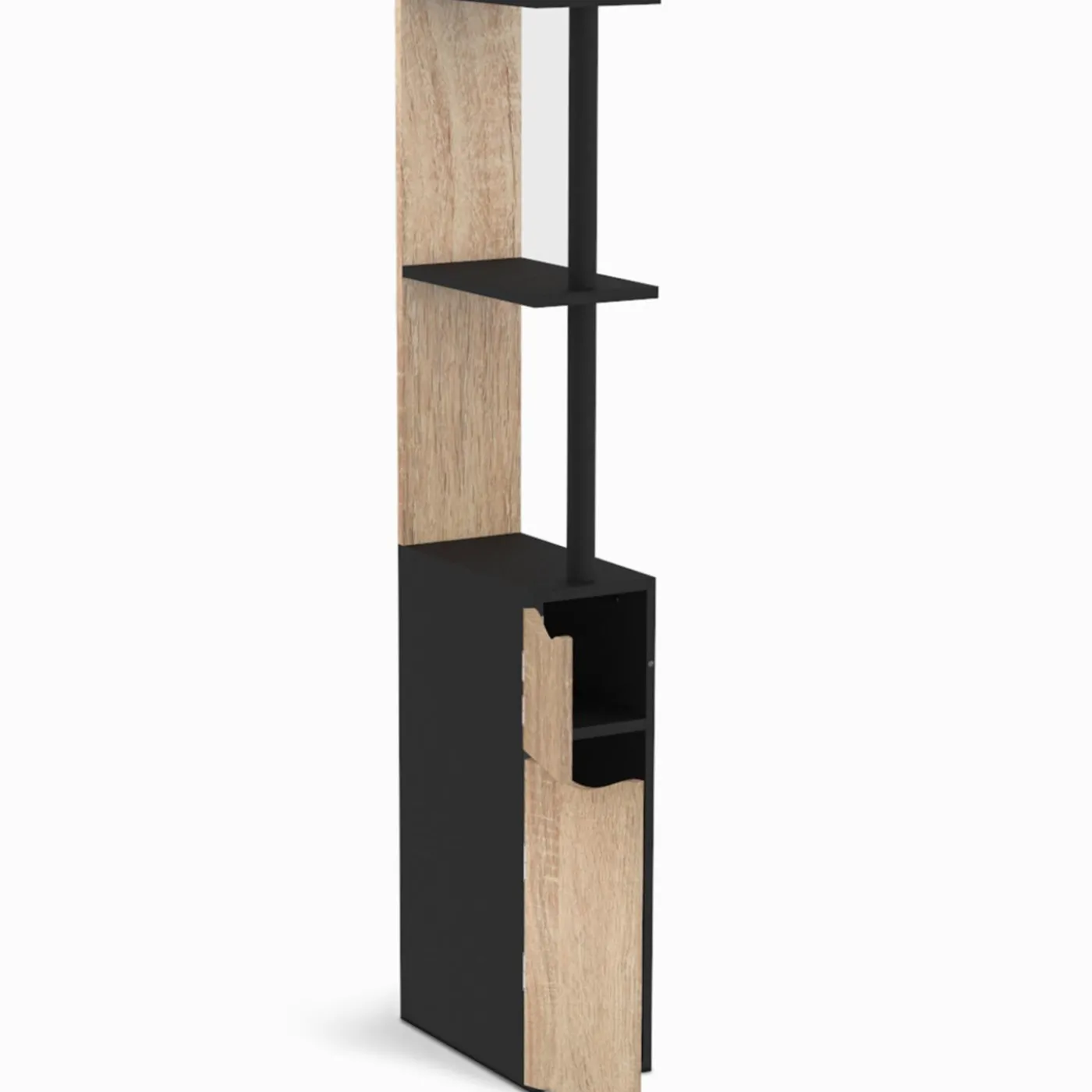 Meuble WC étagère avec 2 portes noir et bois