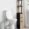 Meuble WC étagère avec portes : noir et bois