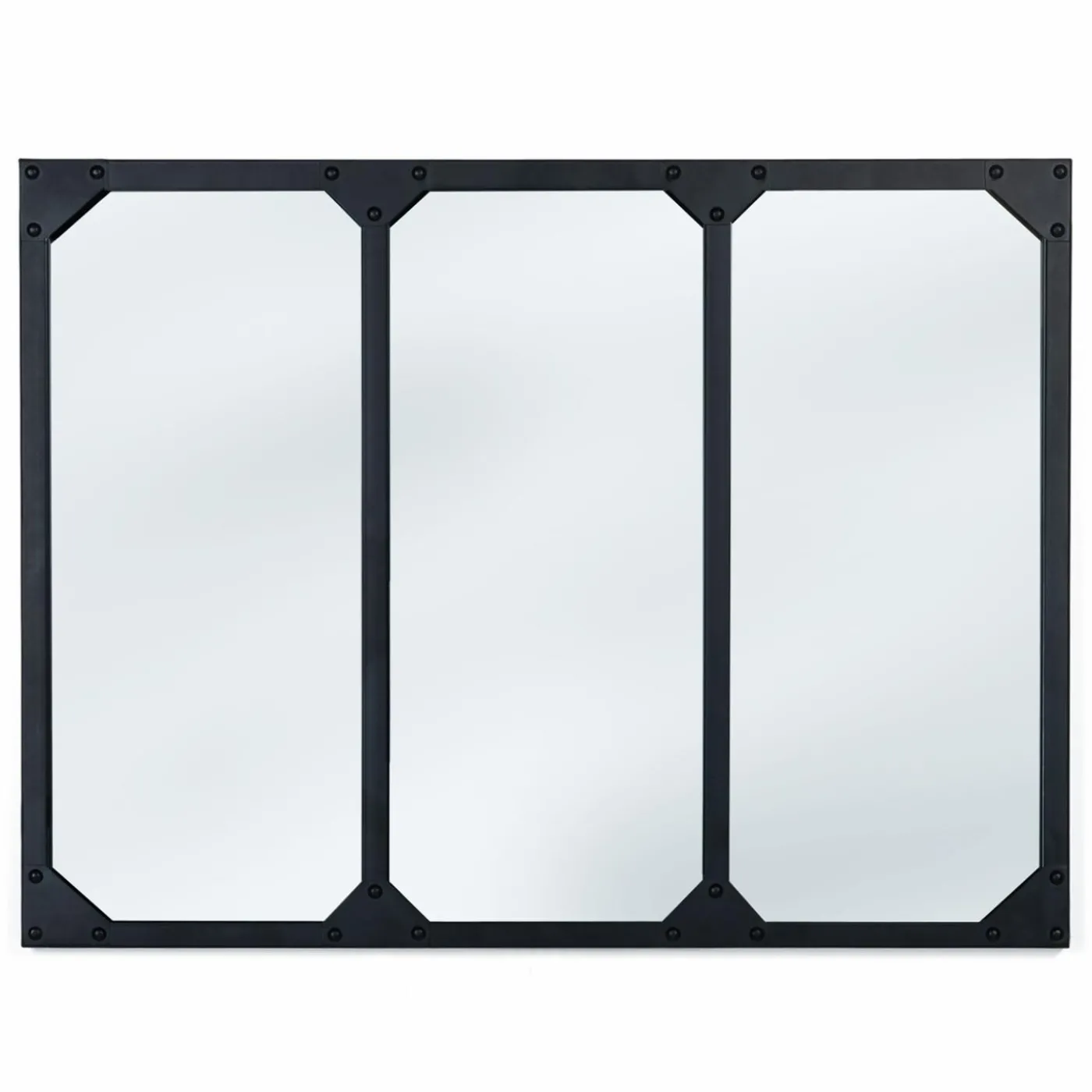 Miroir façon verrière noir 80 x 60 cm