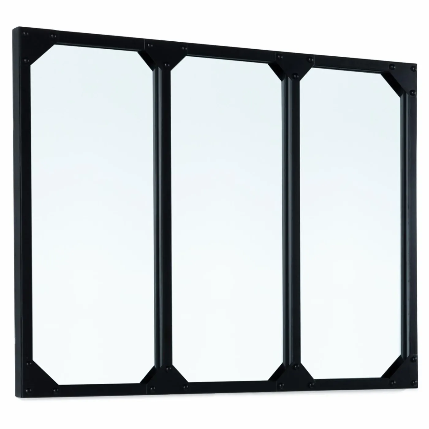 Miroir façon verrière noir 80 x 60 cm