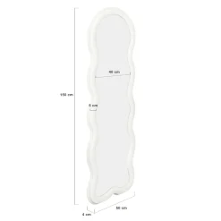Miroir vague en tissu bouclette crème 150 x 50 cm