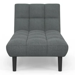 Méridienne clic clac tissu gris anthracite capitonnée 80 x 180 cm