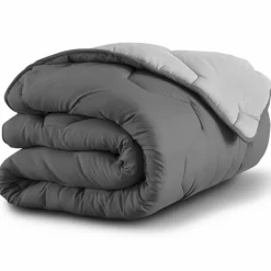 Pack couette oreiller 220x240 cm bicolore gris clair et foncé