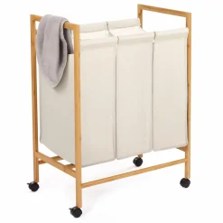 Panier à linge bambou 3 compartiments