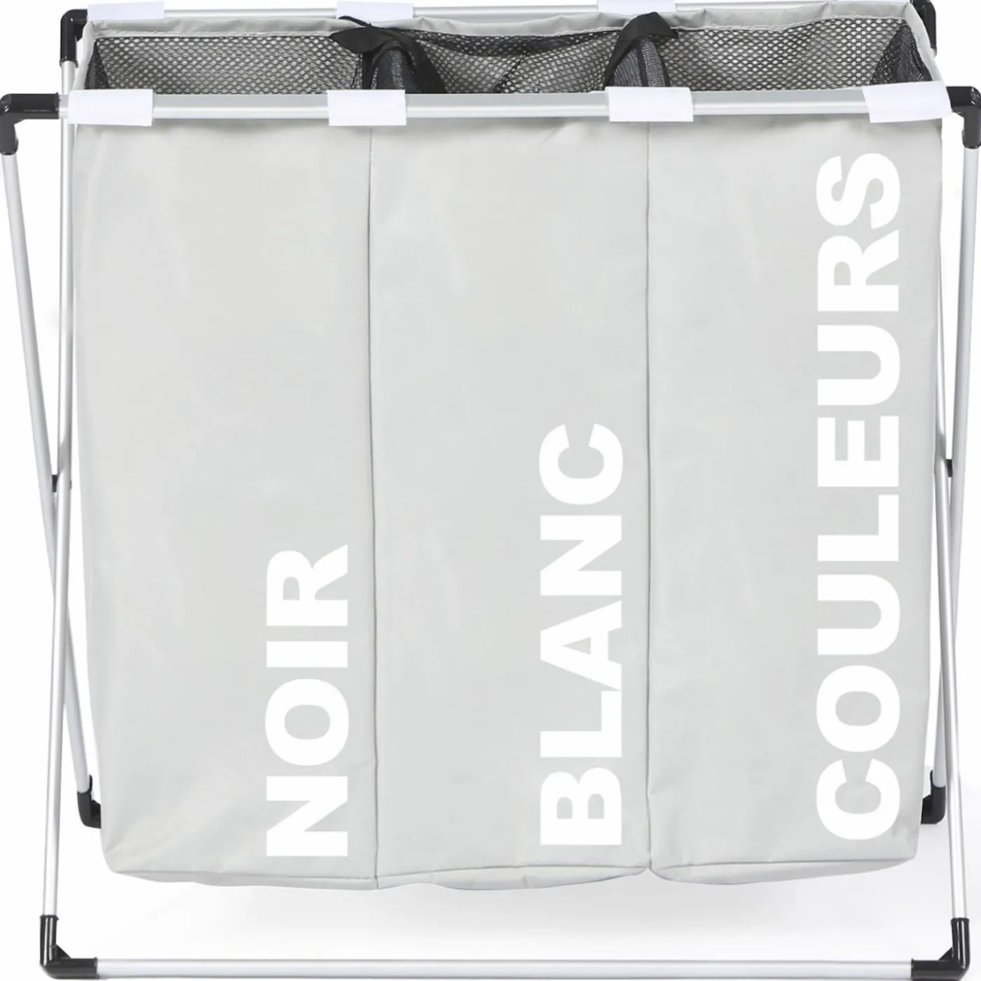 Panier à linge pliable gris 3 compartiments