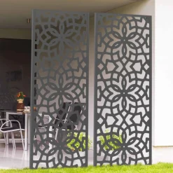 Panneau décoratif extérieur motif azulejo gris 150x50cm