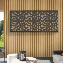 Panneau décoratif extérieur motif azulejo gris 150x50cm