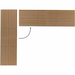Panneaux acoustiques en tasseaux de bois chêne clair et noir de 250 x 60 CM