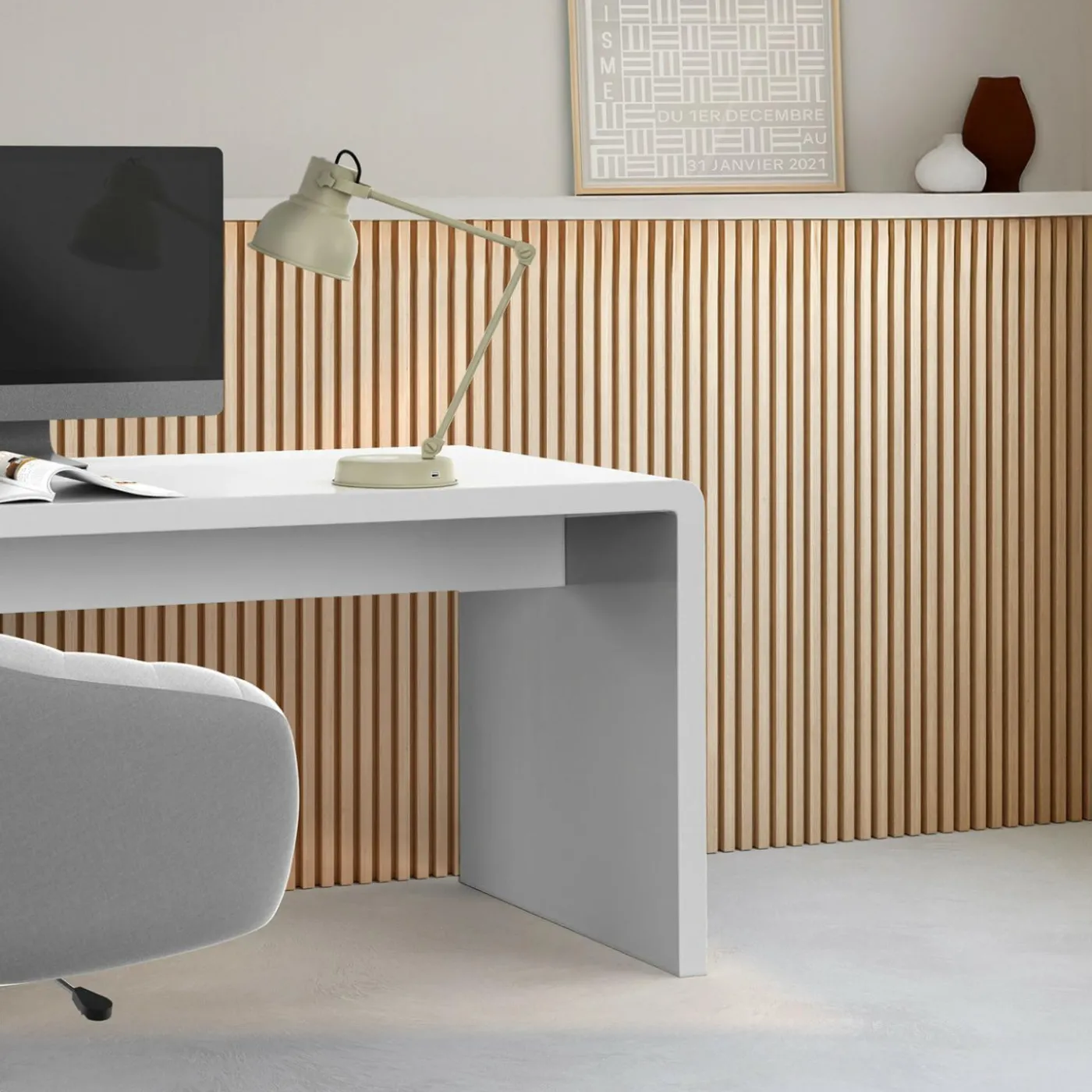 Panneaux acoustiques en tasseaux de bois chêne clair et noir de 250 x 60 CM