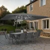 Parasol déporté inclinable 3x4 m rotatif 360 gris avec LED