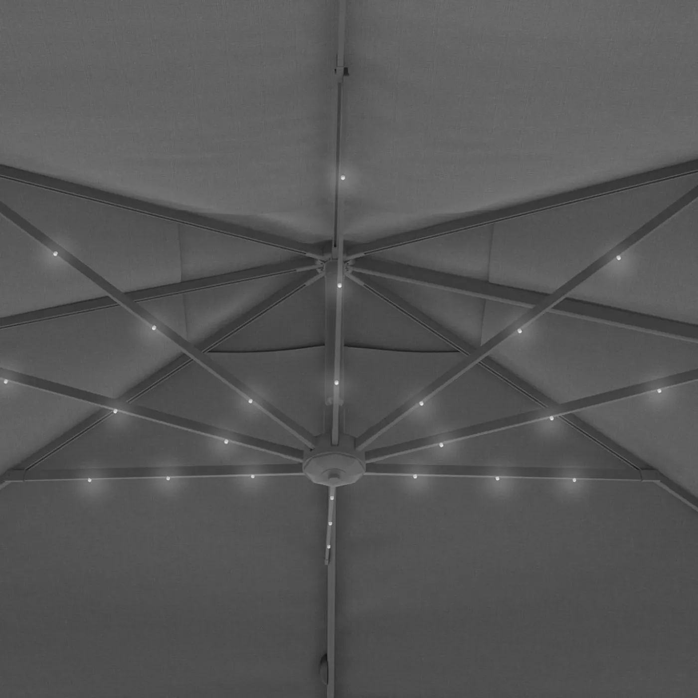Parasol déporté inclinable 3x4 m rotatif 360 gris avec LED