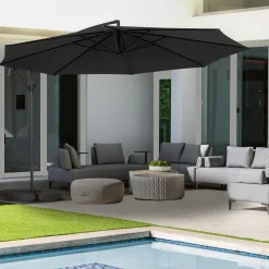 Parasol déporté rotatif 350 cm coloris gris